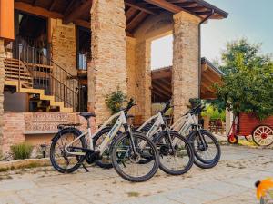 a group of bikes parked outside of a building at Ca' Bella Hospitality in Vignole Borbera