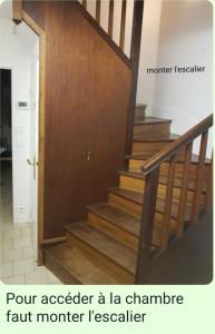 a set of stairs in a house with a front door at Chambre Simple avec parking gratuit in Bourges +4 photos