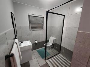 a bathroom with a toilet and a sink and a shower at 19 on Arch in Langebaan