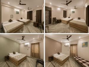 four images of a bedroom with two beds and a room with at Annapurna Homestays in Varanasi