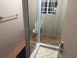 a shower stall with a toilet in a bathroom at Essie's Place in Windhoek