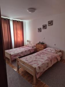 two twin beds in a room with at Apartmani Andrej in Udbina