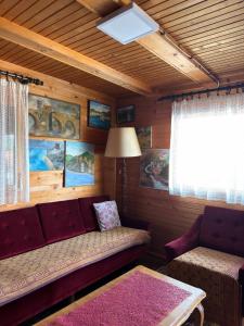 a living room with a couch and a window at Dedinski Raj in Golubac