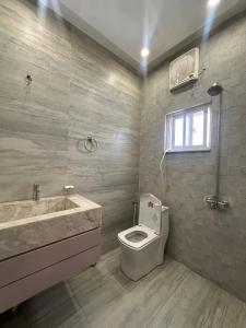 a bathroom with a toilet and a sink and a shower at Premium 2 bed room apartment in Lahore