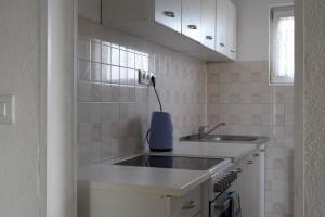 a kitchen with two sinks and a counter top at Cherry Apartments in Sarajevo