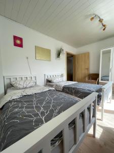 a bedroom with two beds in a room at Urlaubsort Fränkisches Seenland in Haundorf