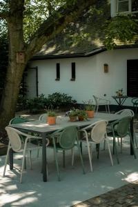 a table and chairs with plants on a patio at Maison Bienvenue in Lierop +43 photos