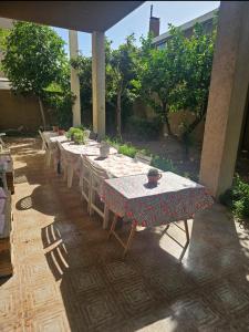 a row of tables with plants on them on a patio at Tina' S House in Cagliari +4 photos