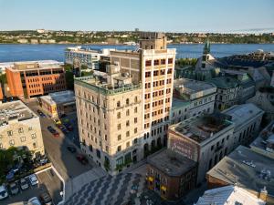 an overhead view of a large building in a city at Hôtel Le Germain Québec in Quebec City