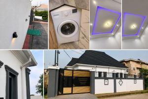 a collage of photos with a washing machine and a house at Seychelles Bella House in Mahe
