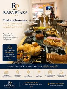 a display of various pastries on a table at Rafa Plaza Hotel in Cassilândia