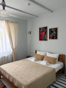 a bedroom with a large bed in a room at Pensiunea Casa Veche in Palanca +27 photos
