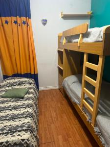 a bedroom with two bunk beds and a ladder at Un lugar cerca de todo in Buenos Aires