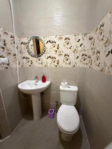 a bathroom with a toilet and a sink at Lighthouse Inn Dahab in Dahab