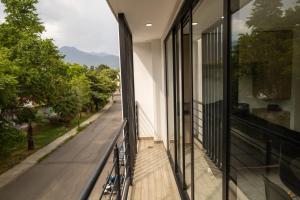 a view from the balcony of a house with a bike at Loft Reforma in Oaxaca City