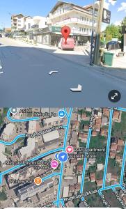 a map of a city and a street at A&F apartment in Prishtinë