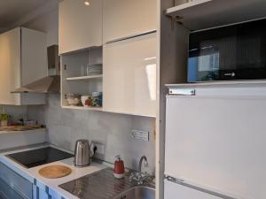 a small kitchen with a sink and a refrigerator at Dieu Bé Nice in Nice