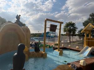 a pool at a water park with a water slide at Chalet Riviera in Autruy-sur-Juine +7 photos