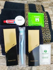 a pile of spa products on a table at D Haven Space Rental in La Carlota