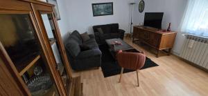 a living room with a couch and a tv at Kuća za odmor BARSON in Vukovar