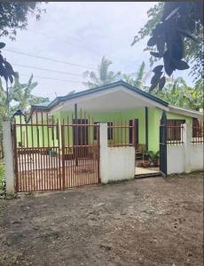 a green house with a gate and a fence at Moalboal Homestay VILLA in Tomonoy