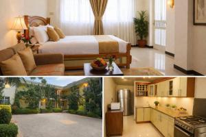 a hotel room with a bed and a kitchen at Avi Guest House in Addis Ababa