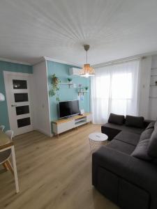 a living room with a couch and a tv at Alojamiento La Paz in Linares