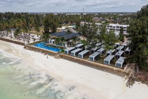 an aerial view of the beach and the resort at Sea Side Resort in Paje