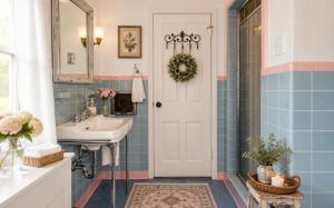 a bathroom with a sink and a mirror at Historic Mansion-Blushing Rose in Fort Smith