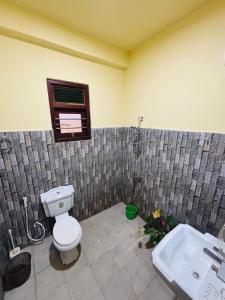 a bathroom with a toilet and a sink at Sun land Villa in Hikkaduwa +48 photos