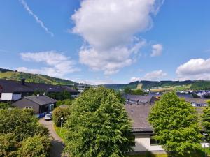 uitzicht op een stad met huizen en bomen bij Fewo Penthaus-Blick in Willingen