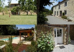 a group of pictures of a house and a pool at penty Broceliande 3 personnes in Guilliers