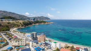 an aerial view of a beach and the ocean at Samcheok jangho sanho Pension in Samcheok