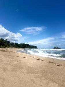 a sandy beach with the ocean on a sunny day at Casa Colibrí #1 in Puerto Jiménez
