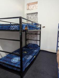a couple of bunk beds in a room at Vyom Hostel in Pushkar