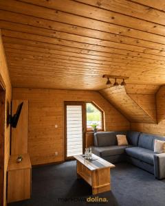a living room with a couch and a table at Apartamenty Markowa Dolina in Rymanów