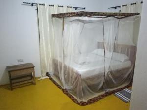 a bed with a canopy in a room at MafiaSeaview in Kilindoni