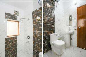 two pictures of a bathroom with a toilet and a sink at Elite HomeZ in Greater Noida