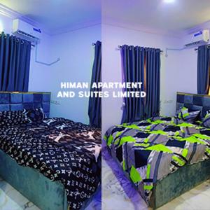 a bedroom with two beds and a sign that readshuman apartment and suites limited at Himan Apartment And Suites in Asipa