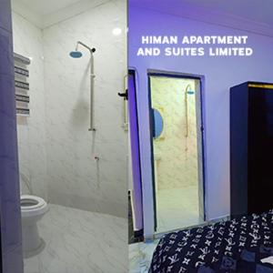 a room with a bathroom with a toilet and a shower at Himan Apartment And Suites in Asipa