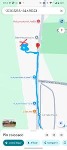 a screenshot of a cell phone screen with a map at Vivienda Wagner in Dos de Mayo