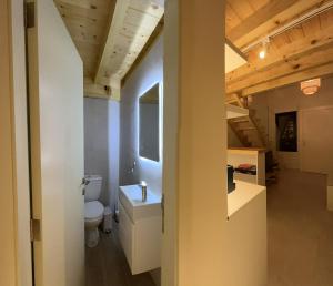 a bathroom with a toilet and a sink at CBreeze Guesthouse in Batroûn