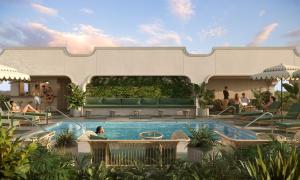 a rendering of a swimming pool at a resort at The Warbler in New Orleans