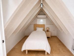 a bedroom with a bed in an attic at The Beach House Bonaire in Kralendijk