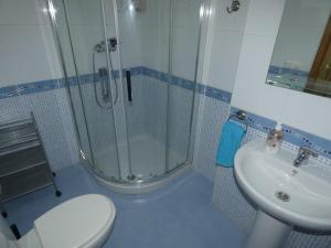a bathroom with a shower and a toilet and a sink at Vivienda Briviesca La Vega in Briviesca +15 photos