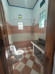a bathroom with a toilet and a sink at Camiguin El Rio Dorado in Catarman