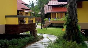 a house with a walkway in front of a yard at Tanisa Resort in Na Dhung