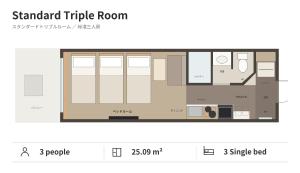 a drawing of a small apartment with a floor plan at Apartment Hotel 11 Shinsaibashi 9 in Osaka