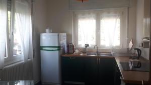 a kitchen with a refrigerator and a sink and windows at La nuova casa di Giove in Palazzolo sullʼOglio +39 photos