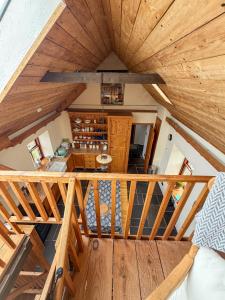 an overhead view of a cabin with a wooden ceiling at The Mill O Cara in Orkney